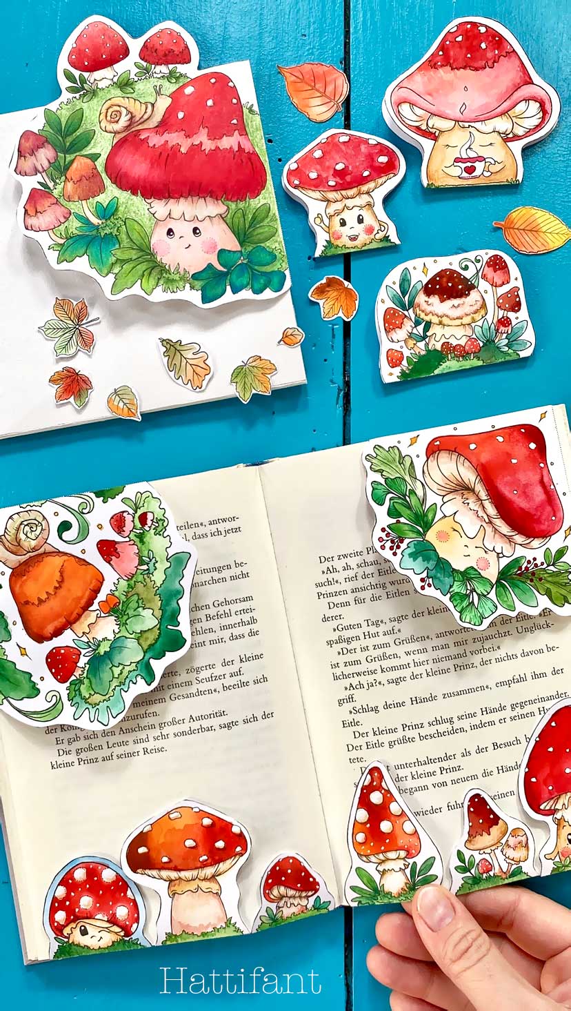 Mushroom Corner Bookmark Design - Red Ted Art - Kids Crafts