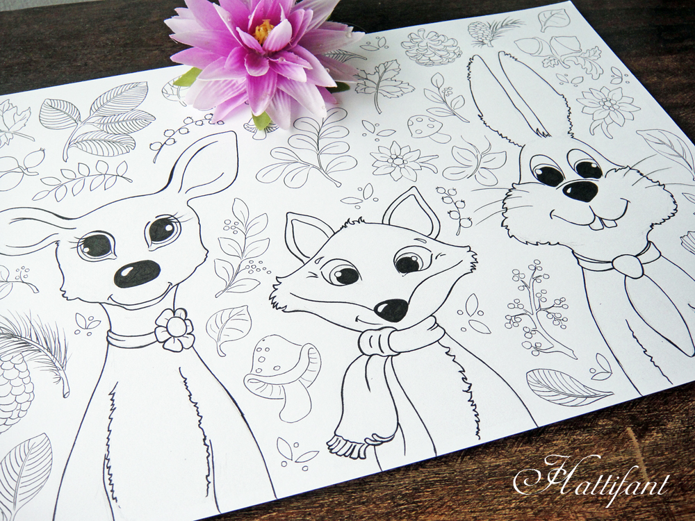 Hattifants Woodland Cuties to Color