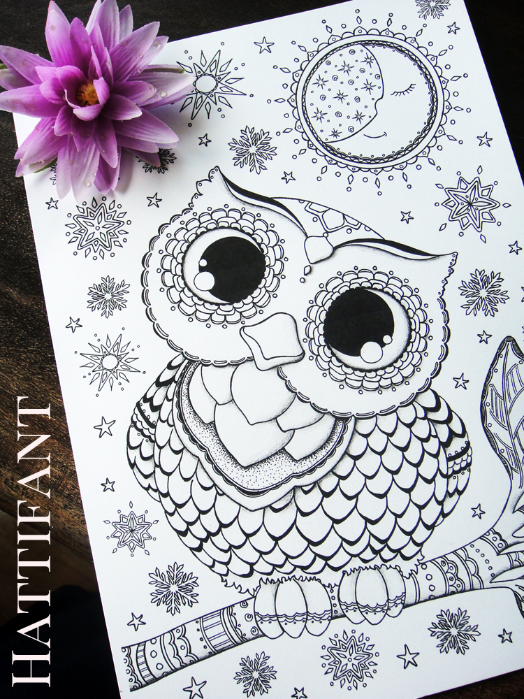 Hattifant's Baby Owl Coloring Page