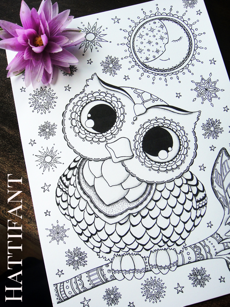 Hattifant's Owl Love Coloring Pages - Hattifant